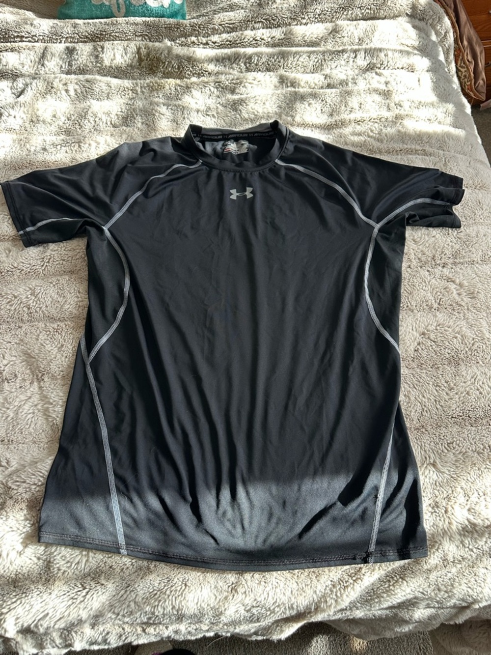 Under Armour Black Compression Tee with Gray Logo